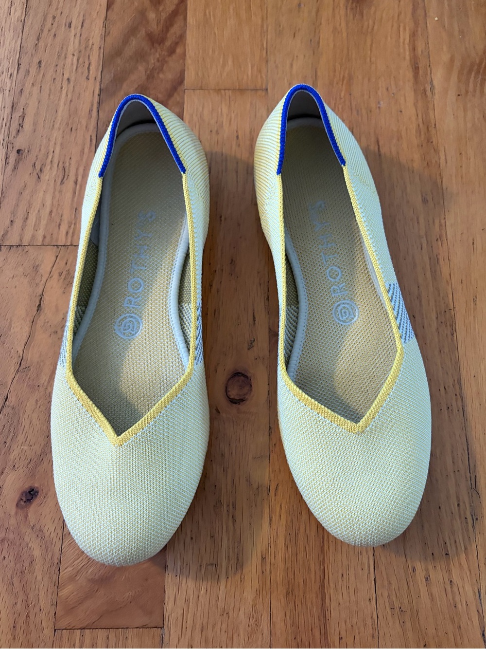 Rothy’s The Flat Women's Size 8.5 US Yellow Lemon Stripe Round Toe Slip On Shoes